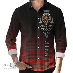 ScotsTee Shop Scottish MacBain Clan Crest Tartan Alba Gu Brath Celtic Inspired Tartan Long Sleeve Shirt