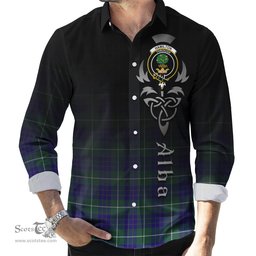 ScotsTee Shop Scottish Hamilton Hunting Modern Clan Crest Tartan Alba Gu Brath Celtic Inspired Tartan Long Sleeve Shirt