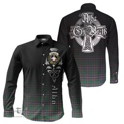 ScotsTee Shop Scottish MacFarlane Hunting Ancient Clan Crest Tartan Alba Gu Brath Celtic Inspired Tartan Long Sleeve Shirt