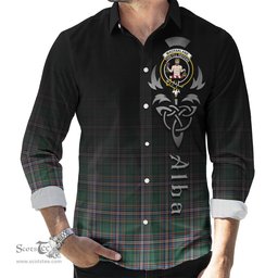 ScotsTee Shop Scottish MacFarlane Hunting Ancient Clan Crest Tartan Alba Gu Brath Celtic Inspired Tartan Long Sleeve Shirt