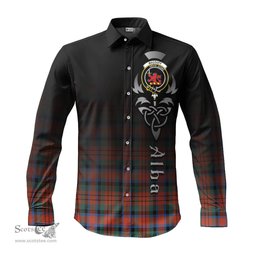 ScotsTee Shop Scottish MacDuff Ancient Clan Crest Tartan Alba Gu Brath Celtic Inspired Tartan Long Sleeve Shirt