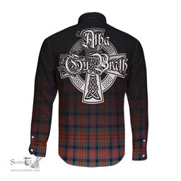 ScotsTee Shop Scottish MacDuff Ancient Clan Crest Tartan Alba Gu Brath Celtic Inspired Tartan Long Sleeve Shirt