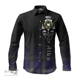 ScotsTee Shop Scottish Kinnaird Clan Crest Tartan Alba Gu Brath Celtic Inspired Tartan Long Sleeve Shirt
