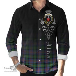 ScotsTee Shop Scottish Logan Ancient Clan Crest Tartan Alba Gu Brath Celtic Inspired Tartan Long Sleeve Shirt