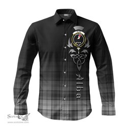 ScotsTee Shop Scottish Glen Clan Crest Tartan Alba Gu Brath Celtic Inspired Tartan Long Sleeve Shirt