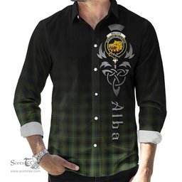ScotsTee Shop Scottish MacIver Hunting Clan Crest Tartan Alba Gu Brath Celtic Inspired Tartan Long Sleeve Shirt