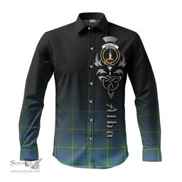 ScotsTee Shop Scottish MacIntyre Hunting Ancient Clan Crest Tartan Alba Gu Brath Celtic Inspired Tartan Long Sleeve Shirt