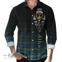 ScotsTee Shop Scottish Gordon Ancient Clan Crest Tartan Alba Gu Brath Celtic Inspired Tartan Long Sleeve Shirt