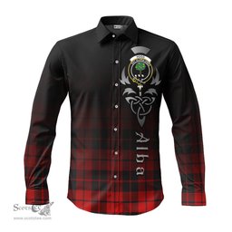 ScotsTee Shop Scottish Hogg Clan Crest Tartan Alba Gu Brath Celtic Inspired Tartan Long Sleeve Shirt