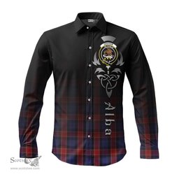 ScotsTee Shop Scottish Graham of Menteith Red Clan Crest Tartan Alba Gu Brath Celtic Inspired Tartan Long Sleeve Shirt