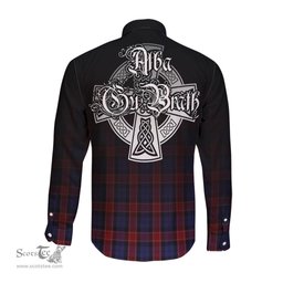 ScotsTee Shop Scottish Graham of Menteith Red Clan Crest Tartan Alba Gu Brath Celtic Inspired Tartan Long Sleeve Shirt