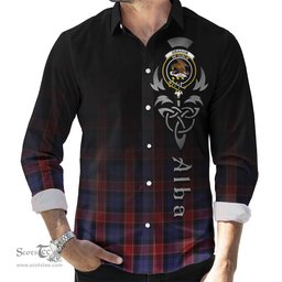 ScotsTee Shop Scottish Graham of Menteith Red Clan Crest Tartan Alba Gu Brath Celtic Inspired Tartan Long Sleeve Shirt