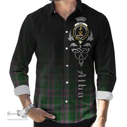 ScotsTee Shop Scottish Gray Hunting Clan Crest Tartan Alba Gu Brath Celtic Inspired Tartan Long Sleeve Shirt