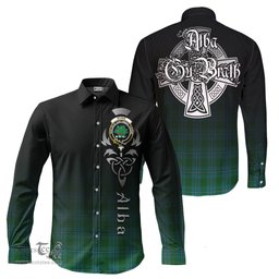 ScotsTee Shop Scottish Irvine of Bonshaw Clan Crest Tartan Alba Gu Brath Celtic Inspired Tartan Long Sleeve Shirt