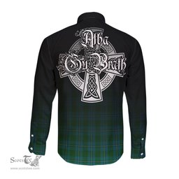 ScotsTee Shop Scottish Irvine of Bonshaw Clan Crest Tartan Alba Gu Brath Celtic Inspired Tartan Long Sleeve Shirt