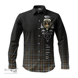 ScotsTee Shop Scottish Gordon Weathered Clan Crest Tartan Alba Gu Brath Celtic Inspired Tartan Long Sleeve Shirt