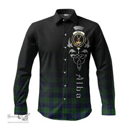 ScotsTee Shop Scottish Keith Modern Clan Crest Tartan Alba Gu Brath Celtic Inspired Tartan Long Sleeve Shirt