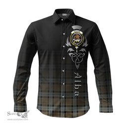 ScotsTee Shop Scottish Graham of Menteith Weathered Clan Crest Tartan Alba Gu Brath Celtic Inspired Tartan Long Sleeve Shirt