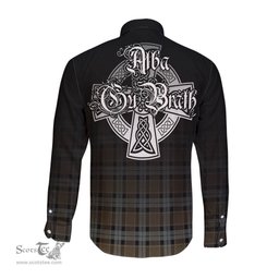 ScotsTee Shop Scottish Graham of Menteith Weathered Clan Crest Tartan Alba Gu Brath Celtic Inspired Tartan Long Sleeve Shirt