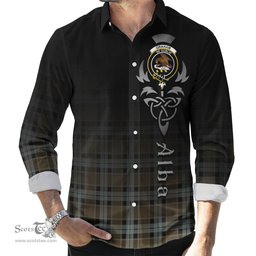 ScotsTee Shop Scottish Graham of Menteith Weathered Clan Crest Tartan Alba Gu Brath Celtic Inspired Tartan Long Sleeve Shirt