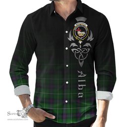ScotsTee Shop Scottish MacDonald of The Isles Clan Crest Tartan Alba Gu Brath Celtic Inspired Tartan Long Sleeve Shirt