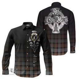 ScotsTee Shop Scottish Gunn Weathered Clan Crest Tartan Alba Gu Brath Celtic Inspired Tartan Long Sleeve Shirt