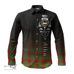 ScotsTee Shop Scottish Grierson Clan Crest Tartan Alba Gu Brath Celtic Inspired Tartan Long Sleeve Shirt