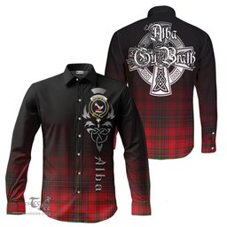 ScotsTee Shop Scottish MacDougall Modern Clan Crest Tartan Alba Gu Brath Celtic Inspired Tartan Long Sleeve Shirt