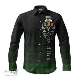ScotsTee Shop Scottish Halkett Clan Crest Tartan Alba Gu Brath Celtic Inspired Tartan Long Sleeve Shirt