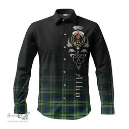 ScotsTee Shop Scottish Learmonth Clan Crest Tartan Alba Gu Brath Celtic Inspired Tartan Long Sleeve Shirt
