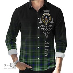 ScotsTee Shop Scottish Haliburton Clan Crest Tartan Alba Gu Brath Celtic Inspired Tartan Long Sleeve Shirt