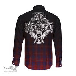 ScotsTee Shop Scottish Hamilton Clan Crest Tartan Alba Gu Brath Celtic Inspired Tartan Long Sleeve Shirt