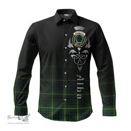 ScotsTee Shop Scottish MacArthur Modern Clan Crest Tartan Alba Gu Brath Celtic Inspired Tartan Long Sleeve Shirt