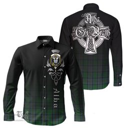 ScotsTee Shop Scottish Hope Vere Clan Crest Tartan Alba Gu Brath Celtic Inspired Tartan Long Sleeve Shirt