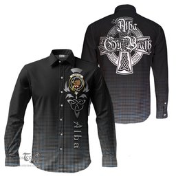 ScotsTee Shop Scottish Gladstone Clan Crest Tartan Alba Gu Brath Celtic Inspired Tartan Long Sleeve Shirt