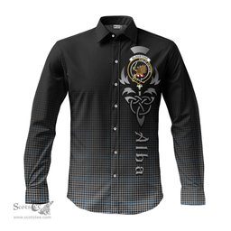 ScotsTee Shop Scottish Gladstone Clan Crest Tartan Alba Gu Brath Celtic Inspired Tartan Long Sleeve Shirt