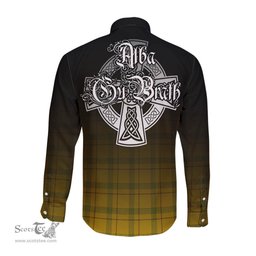ScotsTee Shop Scottish Houston Clan Crest Tartan Alba Gu Brath Celtic Inspired Tartan Long Sleeve Shirt