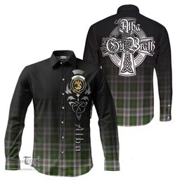 ScotsTee Shop Scottish Hay White Dress Clan Crest Tartan Alba Gu Brath Celtic Inspired Tartan Long Sleeve Shirt
