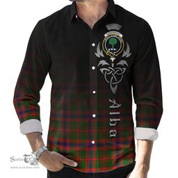 ScotsTee Shop Scottish Kinninmont Clan Crest Tartan Alba Gu Brath Celtic Inspired Tartan Long Sleeve Shirt