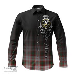 ScotsTee Shop Scottish Lindsay Dress Red Clan Crest Tartan Alba Gu Brath Celtic Inspired Tartan Long Sleeve Shirt