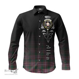 ScotsTee Shop Scottish MacFarlane Hunting Modern Clan Crest Tartan Alba Gu Brath Celtic Inspired Tartan Long Sleeve Shirt