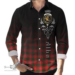 ScotsTee Shop Scottish MacFie Modern Clan Crest Tartan Alba Gu Brath Celtic Inspired Tartan Long Sleeve Shirt