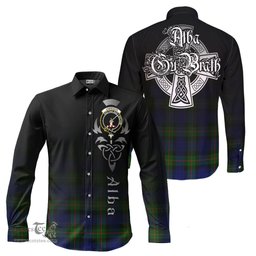 ScotsTee Shop Scottish Jamieson Clan Crest Tartan Alba Gu Brath Celtic Inspired Tartan Long Sleeve Shirt