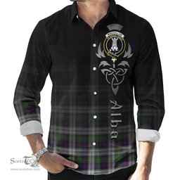 ScotsTee Shop Scottish MacCallum Dress Clan Crest Tartan Alba Gu Brath Celtic Inspired Tartan Long Sleeve Shirt
