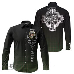 ScotsTee Shop Scottish MacKinnon Hunting Clan Crest Tartan Alba Gu Brath Celtic Inspired Tartan Long Sleeve Shirt