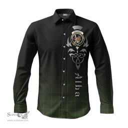 ScotsTee Shop Scottish MacKinnon Hunting Clan Crest Tartan Alba Gu Brath Celtic Inspired Tartan Long Sleeve Shirt