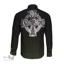 ScotsTee Shop Scottish MacKinnon Hunting Clan Crest Tartan Alba Gu Brath Celtic Inspired Tartan Long Sleeve Shirt