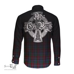 ScotsTee Shop Scottish Gordon Red Clan Crest Tartan Alba Gu Brath Celtic Inspired Tartan Long Sleeve Shirt