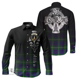 ScotsTee Shop Scottish MacIntyre Hunting Modern Clan Crest Tartan Alba Gu Brath Celtic Inspired Tartan Long Sleeve Shirt