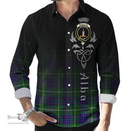 ScotsTee Shop Scottish MacIntyre Hunting Modern Clan Crest Tartan Alba Gu Brath Celtic Inspired Tartan Long Sleeve Shirt